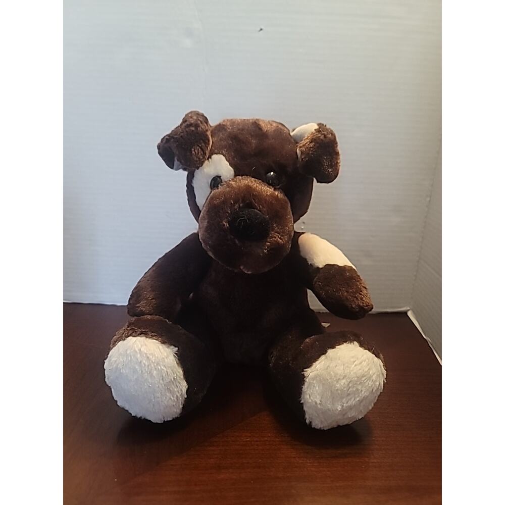 Build-A-Bear BAB Chocolate Brown And White Puppy Dog 18" EUC